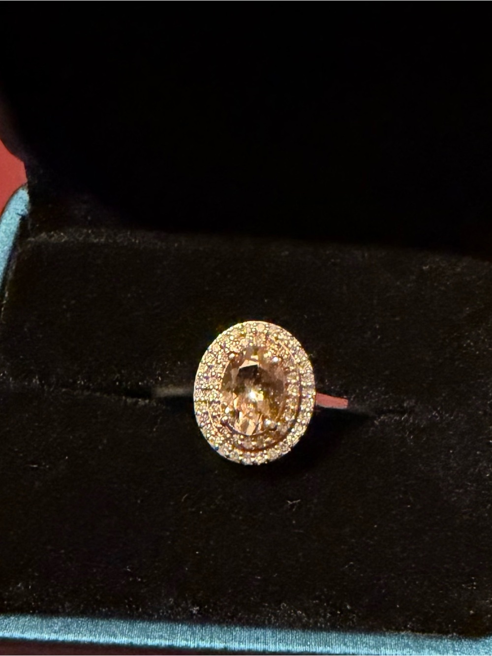 Beautiful Natural Morganite and Diamond Halo Ring 10k White Gold - Picture 6 of 8